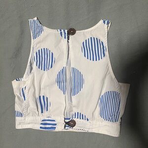 Blue and White Sleeveless Top